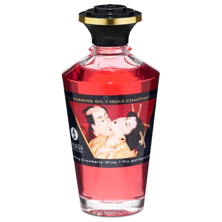 Shunga - melegítő hatású masszázsolaj - pezsgő-eper (100ml)