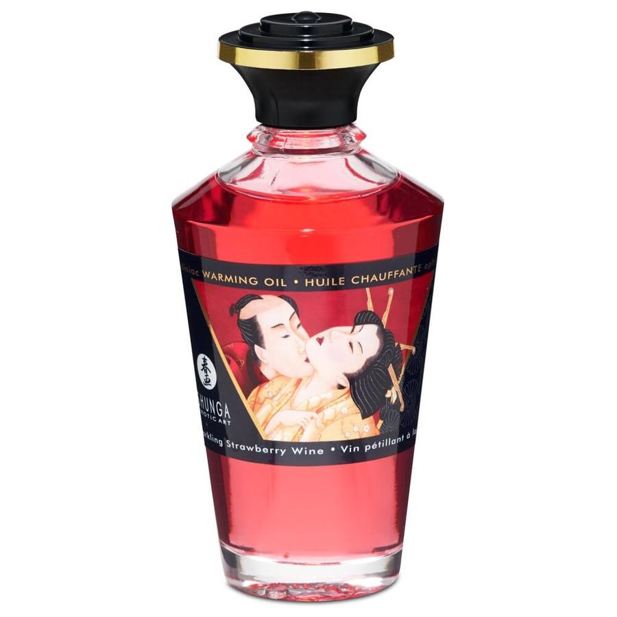 Shunga - melegítő masszázsolaj - pezsgő-eper (100ml)